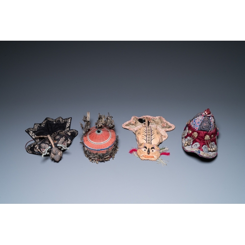 444 - Eight Chinese children's hats, 19/20th C.Dim.: 28 x 23 x 21 cm (the red hat)