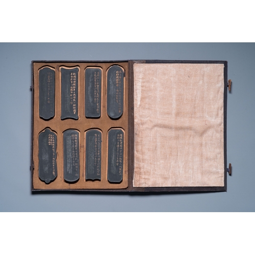 453 - A Chinese case with eight ink cakes, Liang Huai Gong Mo ä¸¤æ·®è´¡å¢¨ mark, RepublicDim.: 30,5 x 23 c... 