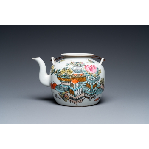 459 - A Chinese qianjiang cai 'antiquities' teapot and cover, signed Dai Yucheng æ´è£æ, dated 1895L.: ... 