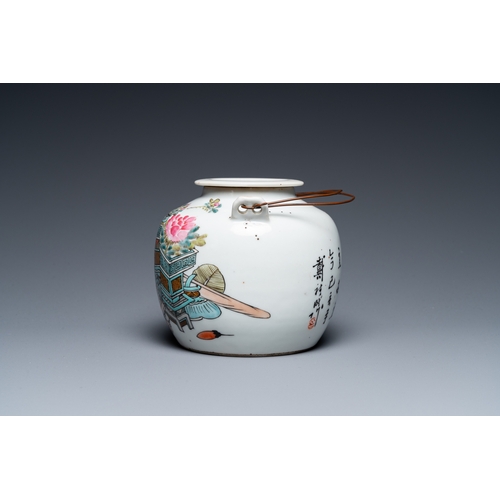 459 - A Chinese qianjiang cai 'antiquities' teapot and cover, signed Dai Yucheng æ´è£æ, dated 1895L.: ... 