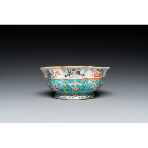 484 - A Chinese famille rose flower-shaped 'bajixiang' bowl, Tongzhi mark and of the periodDia.: 15 cm - H... 