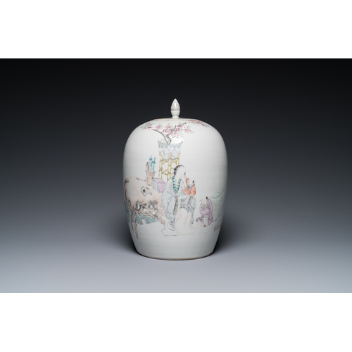 486 - A Chinese qianjiang cai jar and cover, signed Ma Qingyun é¦¬æ¶é², dated 1896H.: 38 cm (incl. stand... 