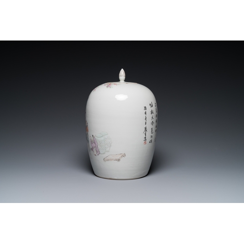 486 - A Chinese qianjiang cai jar and cover, signed Ma Qingyun é¦¬æ¶é², dated 1896H.: 38 cm (incl. stand... 