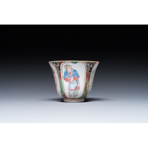 513 - A Chinese Canton famille rose 'Wu Shuang Pu' cup and saucer and a tureen and cover, 19th C.Dim.: 22,... 