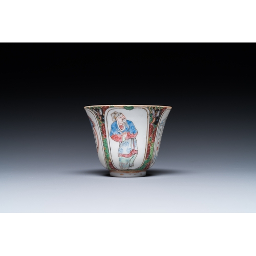 513 - A Chinese Canton famille rose 'Wu Shuang Pu' cup and saucer and a tureen and cover, 19th C.Dim.: 22,... 