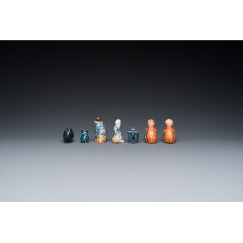 564 - Seven Chinese blue, white, famille rose and monochrome blue water droppers, Qianlong and laterL.: 11... 