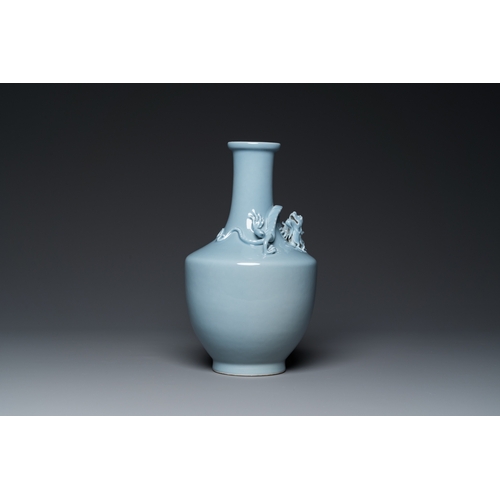 574 - A Chinese monochrome clair-de-lune-glazed vase, Yongzheng mark, RepublicH.: 31 cm