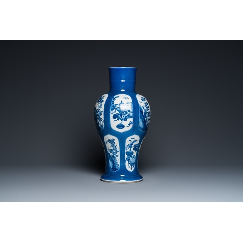 582 - A Chinese powder-blue-ground 'antiquities' vase, KangxiH.: 45 cm