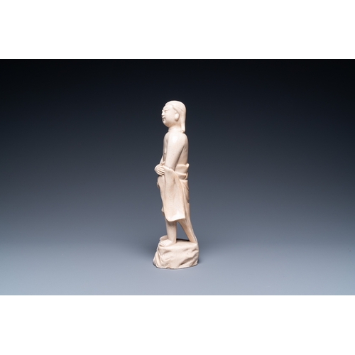 586 - A Chinese monochrome soft paste sculpture of Adam, KangxiH.: 23 cm