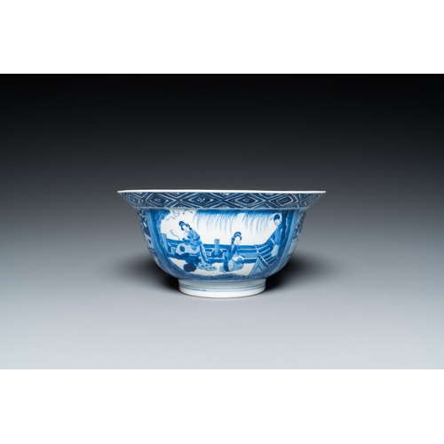 597 - A Chinese blue and white 'narrative subject' bowl, Kangxi mark and of the periodDia.: 20 cm - H.: 10... 