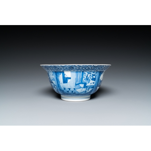 597 - A Chinese blue and white 'narrative subject' bowl, Kangxi mark and of the periodDia.: 20 cm - H.: 10... 