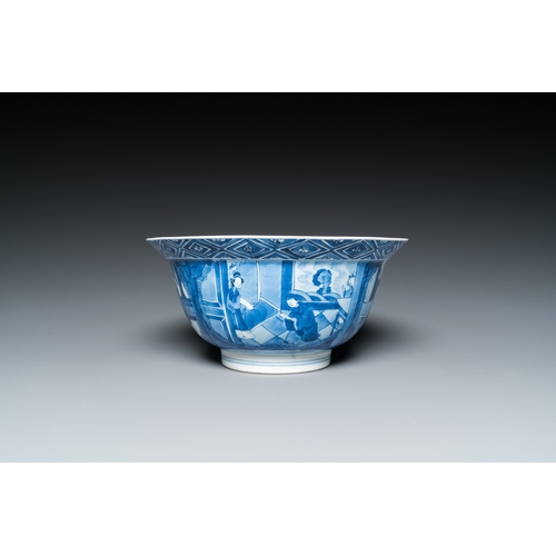 597 - A Chinese blue and white 'narrative subject' bowl, Kangxi mark and of the periodDia.: 20 cm - H.: 10... 