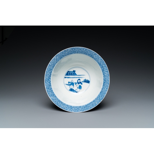 597 - A Chinese blue and white 'narrative subject' bowl, Kangxi mark and of the periodDia.: 20 cm - H.: 10... 