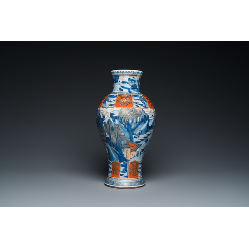 601 - A Chinese blue and white Dutch-decorated 'landscape' vase, KangxiH.: 42,5 cm