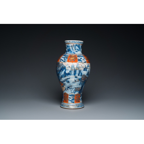 601 - A Chinese blue and white Dutch-decorated 'landscape' vase, KangxiH.: 42,5 cm