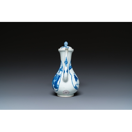 615 - A Chinese blue and white 'Xi Xiang Ji' ewer and cover, Xuande mark, KangxiH.: 18,5 cm - L.: 12 cm... 