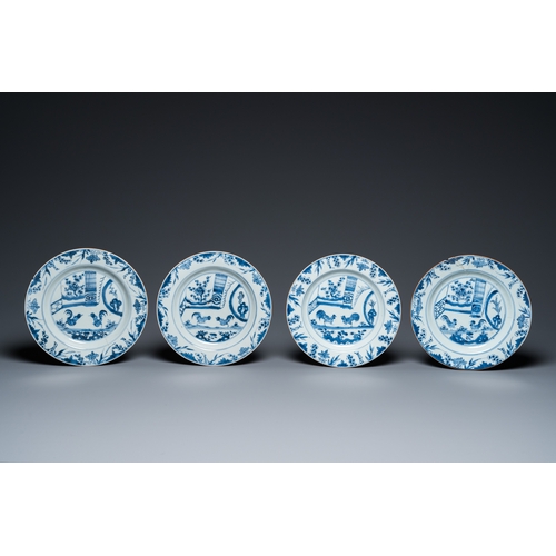 623 - 18 Chinese blue and white dishes and plates, Kangxi/QianlongDia.: 27,5 cm (the largest)... 