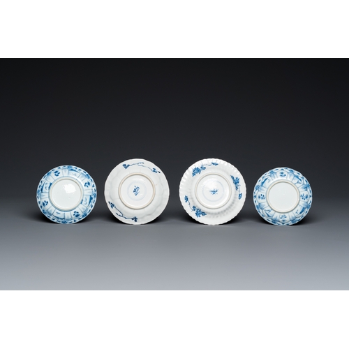 630 - Twelve Chinese blue and white saucers and eight cups, KangxiDia.: 13,5 cm (the largest saucer)Dia.: ... 