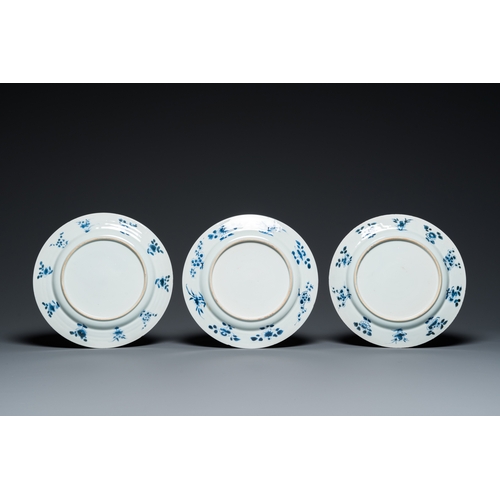 634 - Six Chinese blue and white 'Xi Xiang Ji' dishes, KangxiDia.: 26 cm