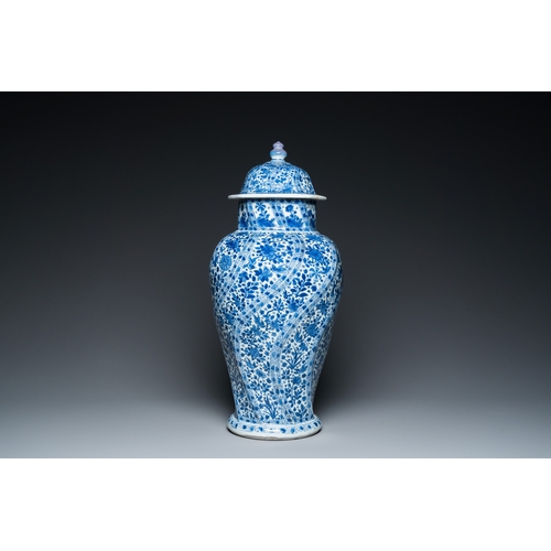 636 - A Chinese blue and white vase and cover, KangxiH.: 53 cm