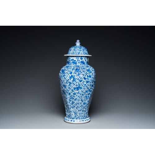 636 - A Chinese blue and white vase and cover, KangxiH.: 53 cm