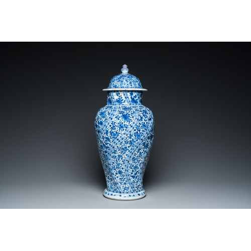 636 - A Chinese blue and white vase and cover, KangxiH.: 53 cm