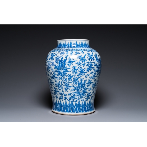 651 - A Chinese blue and white 'lotus scroll' vase, KangxiH.: 47,5 cm