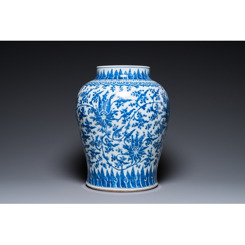 651 - A Chinese blue and white 'lotus scroll' vase, KangxiH.: 47,5 cm