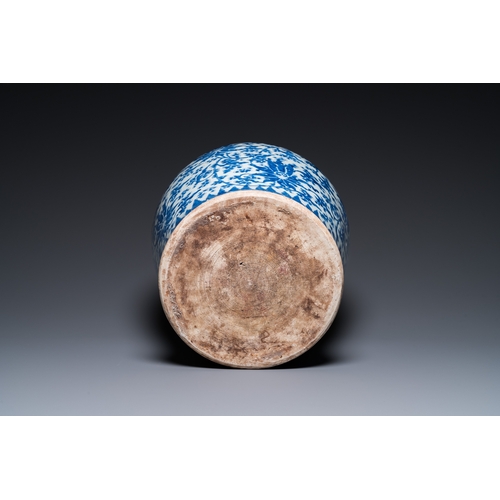 651 - A Chinese blue and white 'lotus scroll' vase, KangxiH.: 47,5 cm