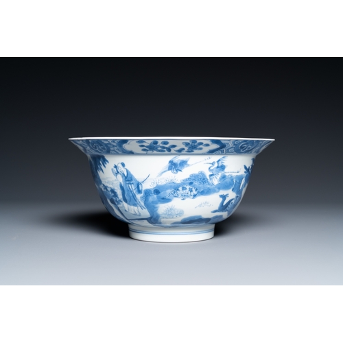 664 - A Chinese blue and white 'klapmuts' bowl, Kangxi mark and of the periodDia.: 20,5 cm - H.: 10 cm
 
 ... 