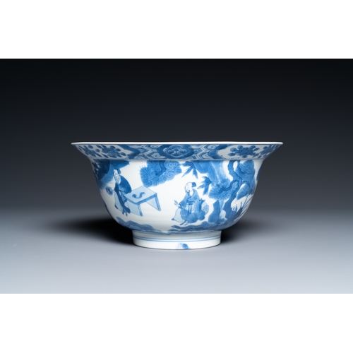 664 - A Chinese blue and white 'klapmuts' bowl, Kangxi mark and of the periodDia.: 20,5 cm - H.: 10 cm
 
 ... 