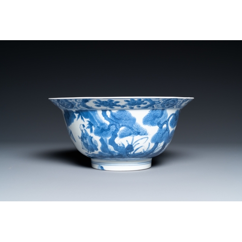 664 - A Chinese blue and white 'klapmuts' bowl, Kangxi mark and of the periodDia.: 20,5 cm - H.: 10 cm
 
 ... 