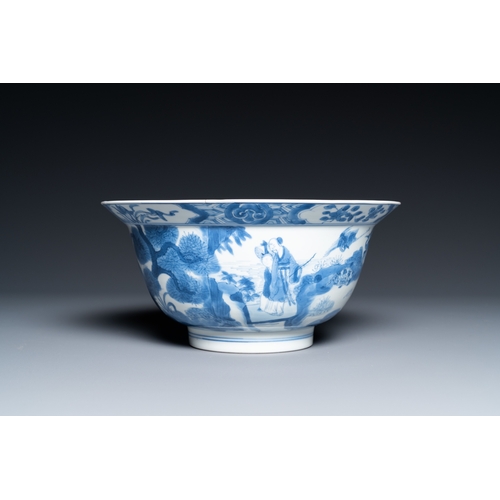 664 - A Chinese blue and white 'klapmuts' bowl, Kangxi mark and of the periodDia.: 20,5 cm - H.: 10 cm
 
 ... 