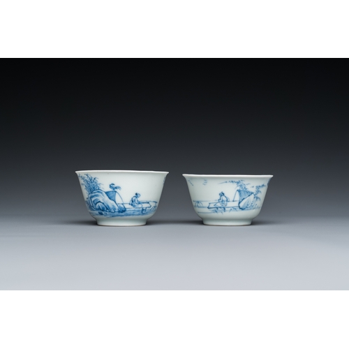 673 - Two fine Chinese blue and white cups, YongzhengDia.: 6 cm - H.: 4 cm (the largest)