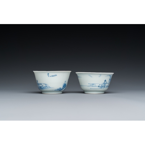 673 - Two fine Chinese blue and white cups, YongzhengDia.: 6 cm - H.: 4 cm (the largest)