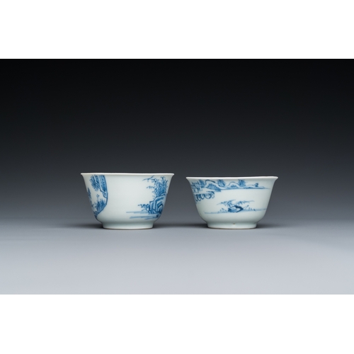 673 - Two fine Chinese blue and white cups, YongzhengDia.: 6 cm - H.: 4 cm (the largest)