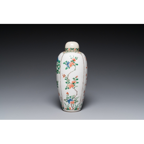 703 - A Chinese famille verte 'four seasons' jar and cover, KangxiH.: 25,5 cm