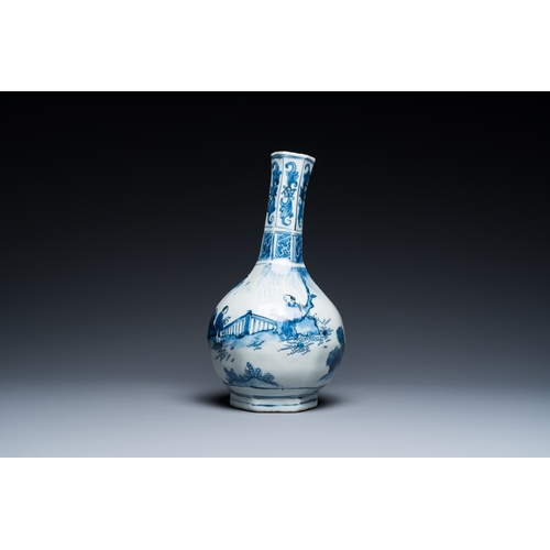 744 - A Chinese blue and white 'Wang Xizhi' bottle vase, Transitional periodH.: 27,5 cm