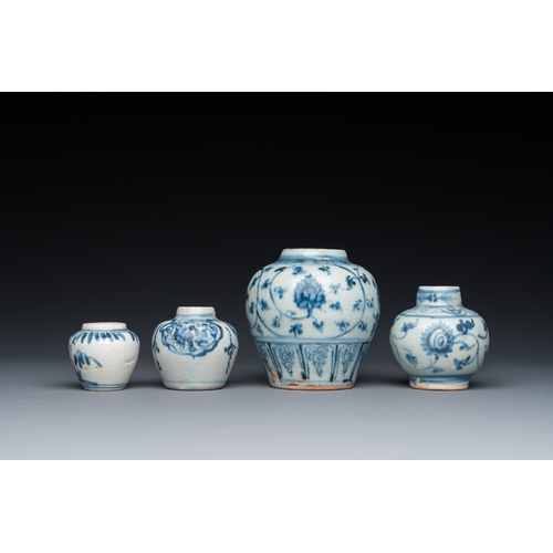 746 - Four Chinese blue and white vases, MingH.: 9 cm (the tallest)