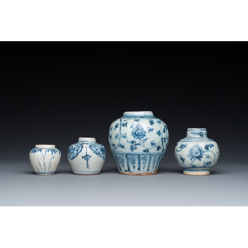 746 - Four Chinese blue and white vases, MingH.: 9 cm (the tallest)