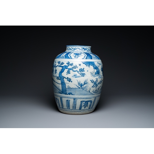 749 - A large Chinese blue and white 'pheasant' jar, MingH.: 42 cm