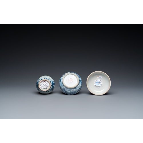 755 - Nine Chinese blue and white shipwreck porcelain wares, Wanli and laterDia.: 10 cm - H.: 7,5 cm (the ... 