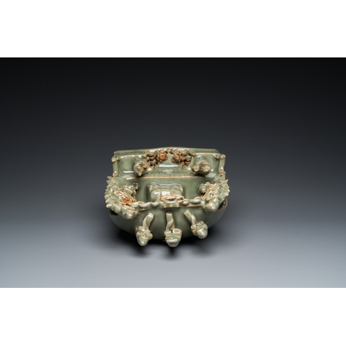 790 - A Chinese Longquan celadon shrine of Guanyin, probably MingH.: 37,5 cm - L.: 23 cm
 Ref:- Christie's... 