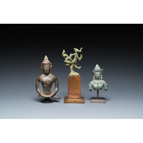 819 - Three bronze Khmer sculptures of Buddha, Himmapan and Uma, Cambodia and Thailand, Bayon, 11th C. and... 