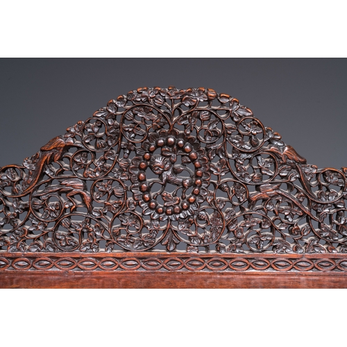 840 - A colonial Anglo-Indian reticulated wooden desk with hidden compartment, 19th C.H.: 123 cm - W.: 65 ... 