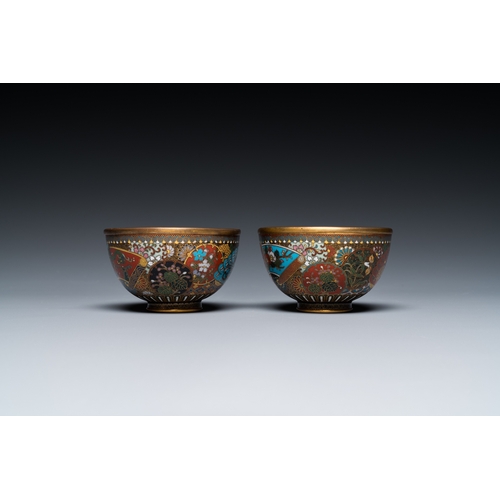 859 - Eight Japanese cloisonne wares, Meiji, 19/20th C.H.: 14,5 cm (the jar and cover)H.: 11 cm - L.: 13 c... 