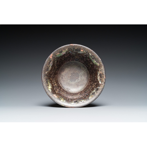 872 - A large Chinese mother-of-pearl-inlaid black lacquer bowl, KangxiDia.: 19 cm - H.: 10 cm... 