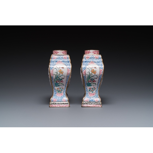 888 - A pair of rare Chinese Canton enamel 'double eagle' vases, YongzhengH.: 19 cm
 Ref.: The State Hermi... 