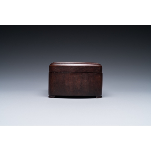 910 - A Chinese huali box and cover, a burl wood-topped stand, a table screen mirror and a pair of Buddhis... 