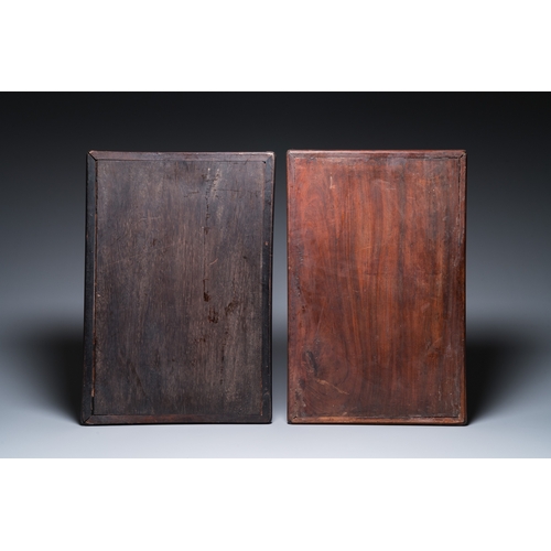 911 - Six Chinese wooden stands and three trays with inlay of mother-of-pearl, 19/20th C.Dim.: 66 x 45,5 c... 